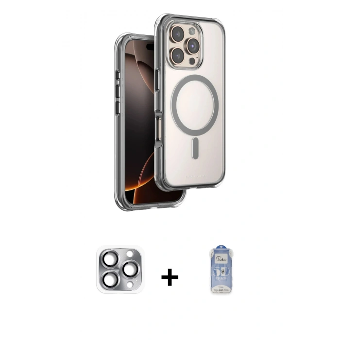 MARSİLYAN™- iPhone 16 Pro Max Kılıf Zirve Klasik Prime - Siyah Joko Magic 5D Cam + Pers Alüminyum Kamera Lens - GI
