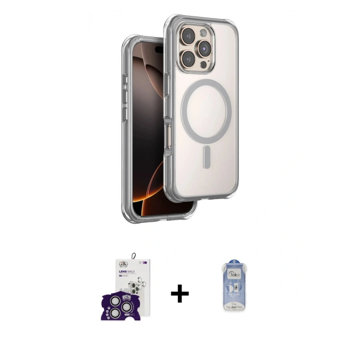 MARSİLYAN™- iPhone 16 Pro Max Kılıf Zirve Klasik Prime - Siyah Joko Magic 5D Cam + Bilvis Titan Kamera Lens - GS