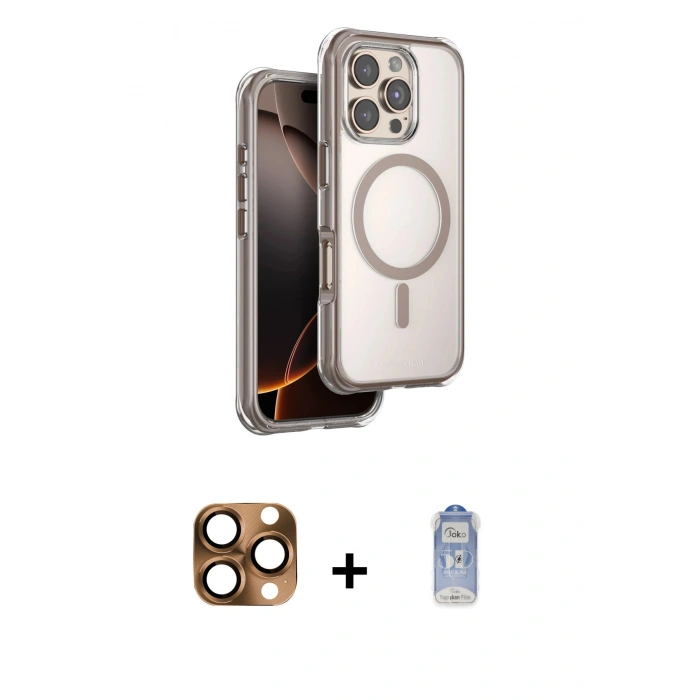MARSİLYAN™- iPhone 16 Pro Max Kılıf Zirve Klasik Prime - Siyah Joko Magic 5D Cam + Pers Alüminyum Kamera Lens - CLTM