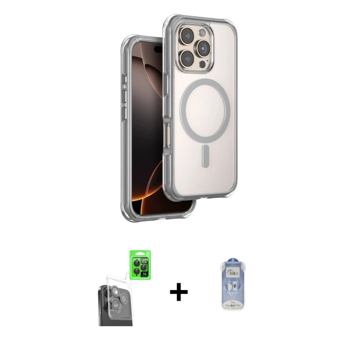 MARSİLYAN™- iPhone 16 Pro Max Kılıf Zirve Klasik Prime - Siyah Joko Magic 5D Cam + Raze Metal Kamera Lens - SH