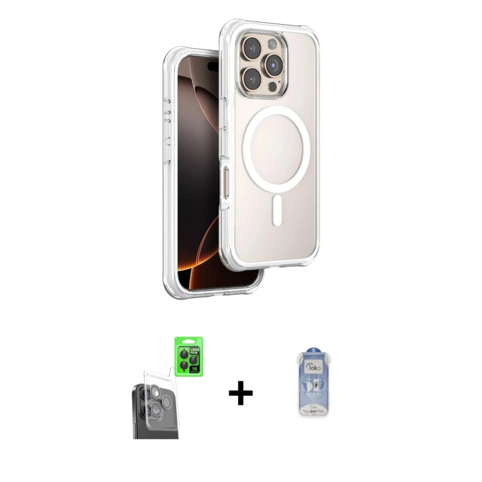 MARSİLYAN™- iPhone 16 Pro Max Kılıf Zirve Klasik Prime - Siyah Joko Magic 5D Cam + Raze Metal Kamera Lens - SH