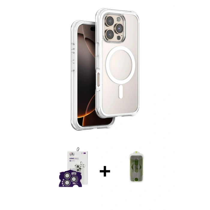 MARSİLYAN™- iPhone 16 Pro Max Kılıf Zirve Klasik Prime - Siyah Joko Magic 5D Hayalet Cam + Bilvis Titan Kamera Lens - GS
