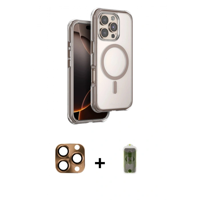 MARSİLYAN™- iPhone 16 Pro Max Kılıf Zirve Klasik Prime - Siyah Joko Magic 5D Hayalet Cam + Pers Alüminyum Kamera Lens - CLTM