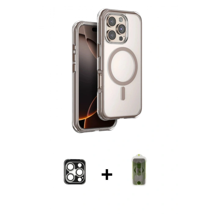 MARSİLYAN™- iPhone 16 Pro Max Kılıf Zirve Klasik Prime - Siyah Joko Magic 5D Hayalet Cam + PVD Metal Kamera Lens - GS