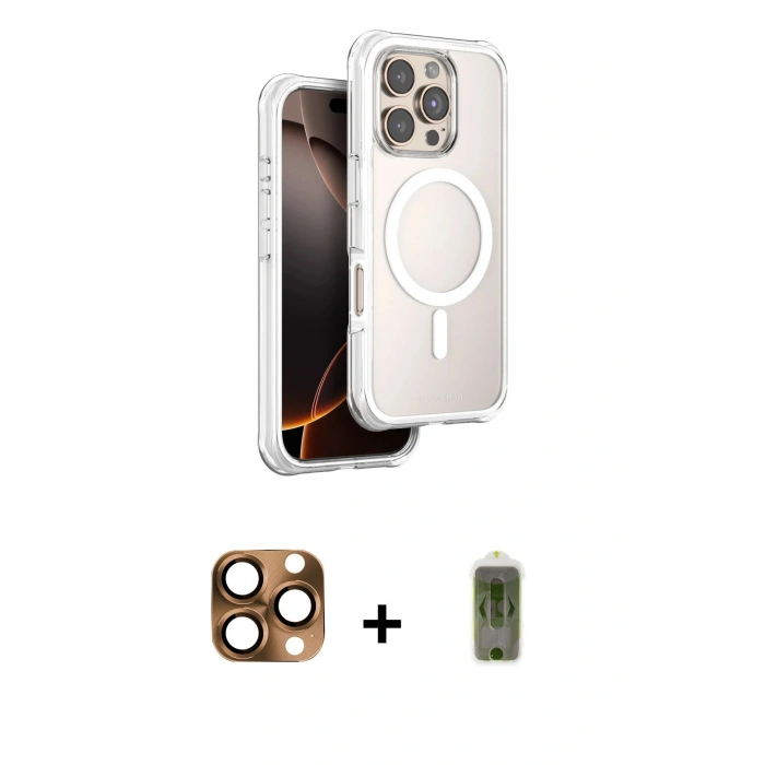 MARSİLYAN™- iPhone 16 Pro Max Kılıf Zirve Klasik Prime - Siyah Joko Magic 5D Hayalet Cam + Pers Alüminyum Kamera Lens - CLTM