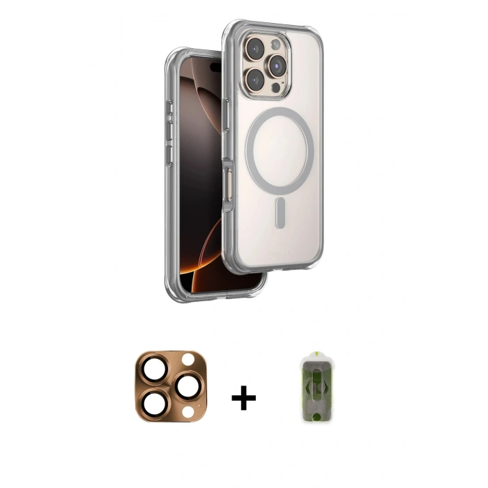 MARSİLYAN™- iPhone 16 Pro Max Kılıf Zirve Klasik Prime - Siyah Joko Magic 5D Hayalet Cam + Pers Alüminyum Kamera Lens - CLTM