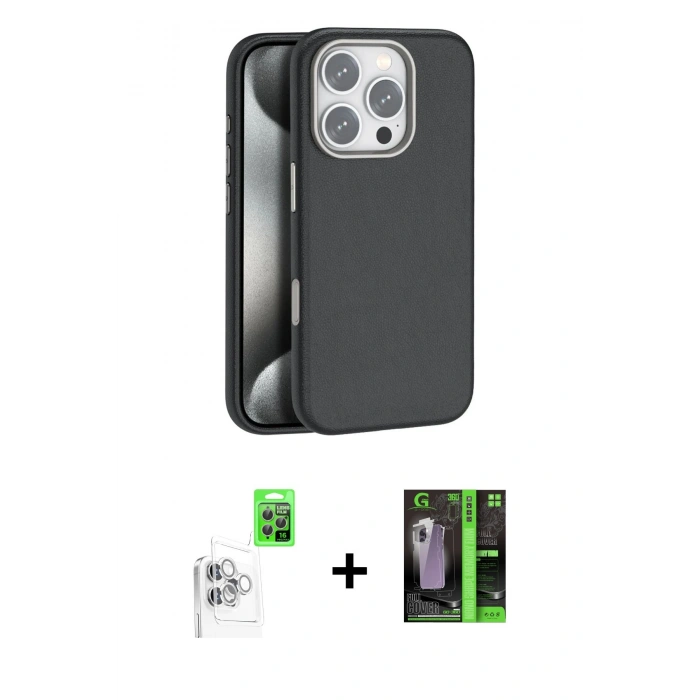 MARSİLYAN™- iPhone 16 Pro Max Kılıf Zirve Modern Prime - Şeffaf 360 Full Body Arka Koruyucu + Beyaz Raze Metal Kamera Lens
