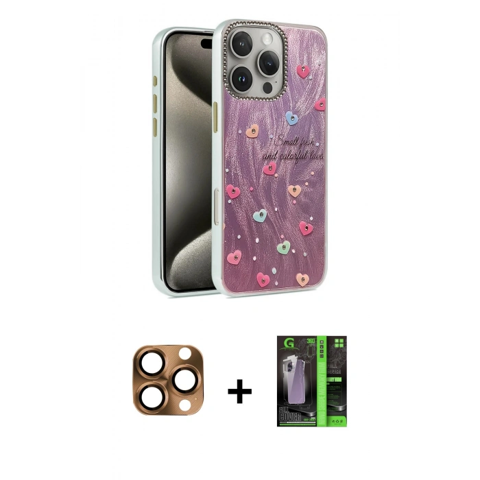 MARSİLYAN™- iPhone 16 Pro Max Kılıf Zirve Modern Prime - Şeffaf 360 Full Body Arka Koruyucu + Pers Alüminyum Kamera Lens - CLTM