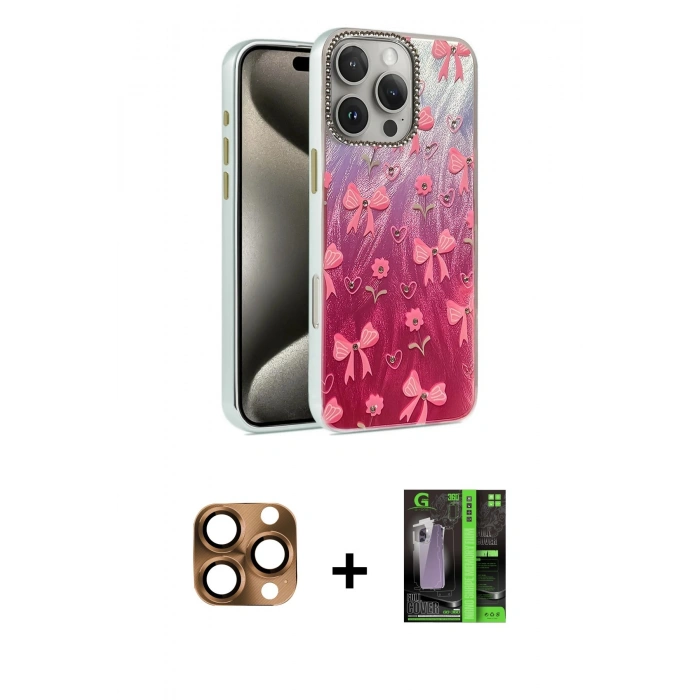 MARSİLYAN™- iPhone 16 Pro Max Kılıf Zirve Modern Prime - Şeffaf 360 Full Body Arka Koruyucu + Pers Alüminyum Kamera Lens - CLTM