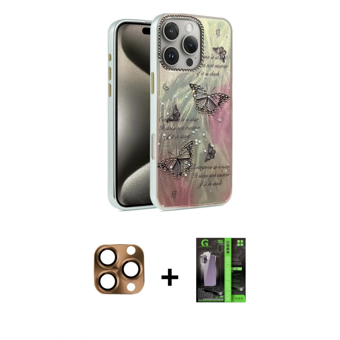 MARSİLYAN™- iPhone 16 Pro Max Kılıf Zirve Modern Prime - Şeffaf 360 Full Body Arka Koruyucu + Pers Alüminyum Kamera Lens - CLTM