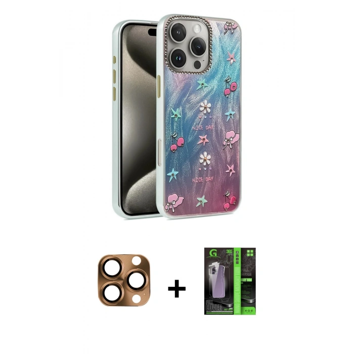MARSİLYAN™- iPhone 16 Pro Max Kılıf Zirve Modern Prime - Şeffaf 360 Full Body Arka Koruyucu + Pers Alüminyum Kamera Lens - CLTM