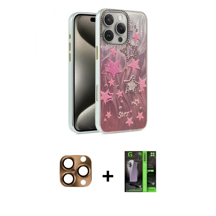 MARSİLYAN™- iPhone 16 Pro Max Kılıf Zirve Modern Prime - Şeffaf 360 Full Body Arka Koruyucu + Pers Alüminyum Kamera Lens - CLTM