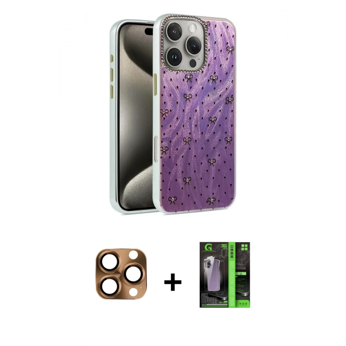 MARSİLYAN™- iPhone 16 Pro Max Kılıf Zirve Modern Prime - Şeffaf 360 Full Body Arka Koruyucu + Pers Alüminyum Kamera Lens - CLTM