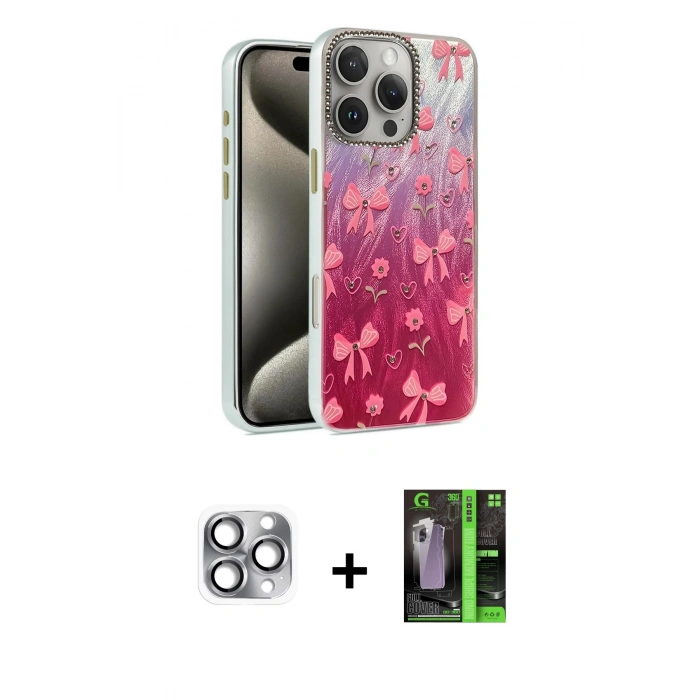 MARSİLYAN™- iPhone 16 Pro Max Kılıf Zirve Modern Prime - Şeffaf 360 Full Body Arka Koruyucu + Pers Alüminyum Kamera Lens - GI