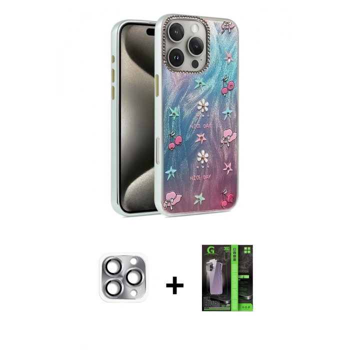 MARSİLYAN™- iPhone 16 Pro Max Kılıf Zirve Modern Prime - Şeffaf 360 Full Body Arka Koruyucu + Pers Alüminyum Kamera Lens - GI