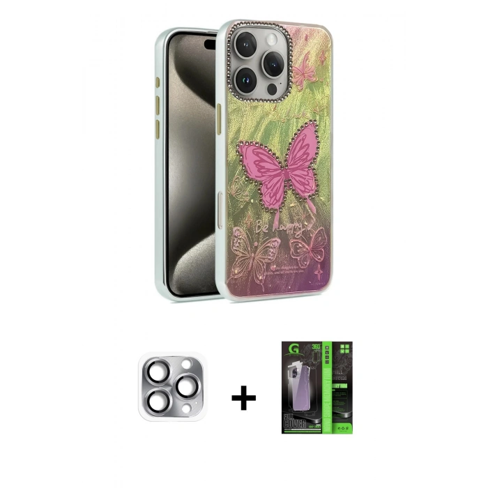 MARSİLYAN™- iPhone 16 Pro Max Kılıf Zirve Modern Prime - Şeffaf 360 Full Body Arka Koruyucu + Pers Alüminyum Kamera Lens - GI