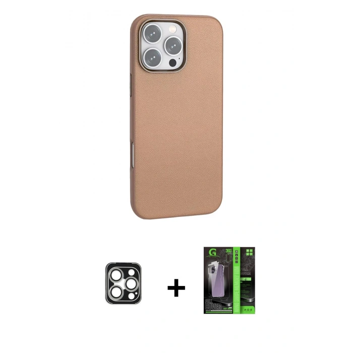 MARSİLYAN™- iPhone 16 Pro Max Kılıf Zirve Modern Prime - Şeffaf 360 Full Body Arka Koruyucu + PVD Metal Kamera Lens - GS