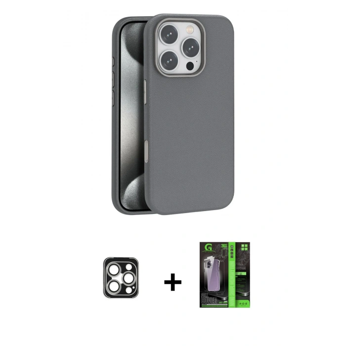 MARSİLYAN™- iPhone 16 Pro Max Kılıf Zirve Modern Prime - Şeffaf 360 Full Body Arka Koruyucu + PVD Metal Kamera Lens - GS
