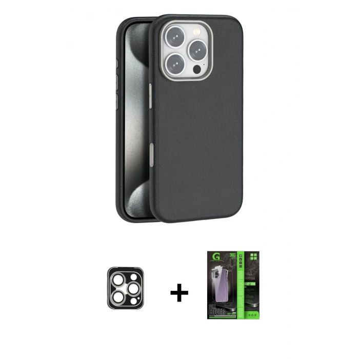 MARSİLYAN™- iPhone 16 Pro Max Kılıf Zirve Modern Prime - Şeffaf 360 Full Body Arka Koruyucu + PVD Metal Kamera Lens - GS