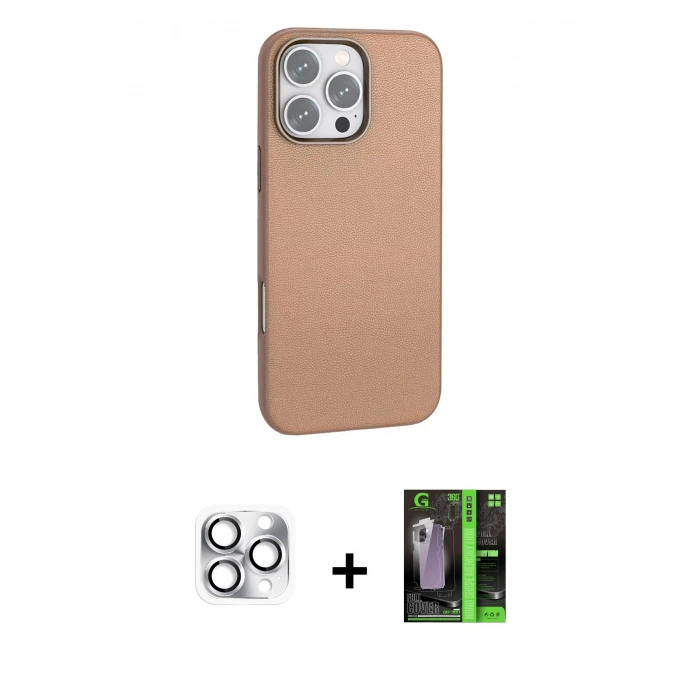 MARSİLYAN™- iPhone 16 Pro Max Kılıf Zirve Modern Prime - Şeffaf 360 Full Body Arka Koruyucu + Pers Alüminyum Kamera Lens - GS
