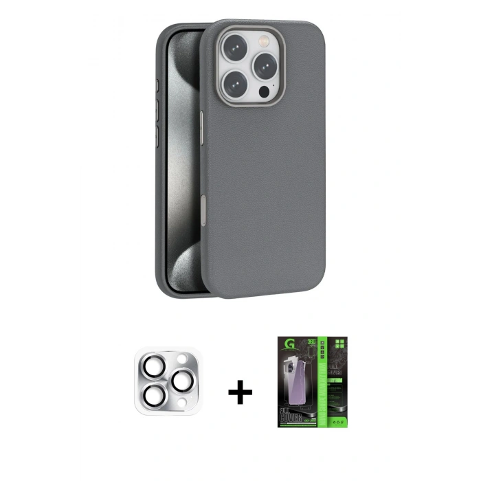 MARSİLYAN™- iPhone 16 Pro Max Kılıf Zirve Modern Prime - Şeffaf 360 Full Body Arka Koruyucu + Pers Alüminyum Kamera Lens - GS