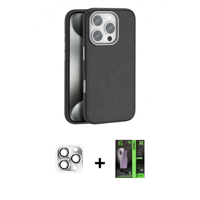 MARSİLYAN™- iPhone 16 Pro Max Kılıf Zirve Modern Prime - Şeffaf 360 Full Body Arka Koruyucu + Pers Alüminyum Kamera Lens - GS