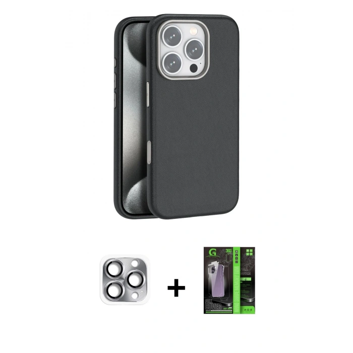 MARSİLYAN™- iPhone 16 Pro Max Kılıf Zirve Modern Prime - Şeffaf 360 Full Body Arka Koruyucu + Pers Alüminyum Kamera Lens - GI