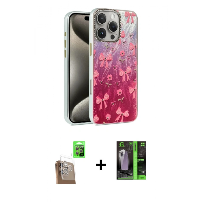 MARSİLYAN™- iPhone 16 Pro Max Kılıf Zirve Modern Prime - Şeffaf 360 Full Body Arka Koruyucu + Raze Metal Kamera Lens - CLTM