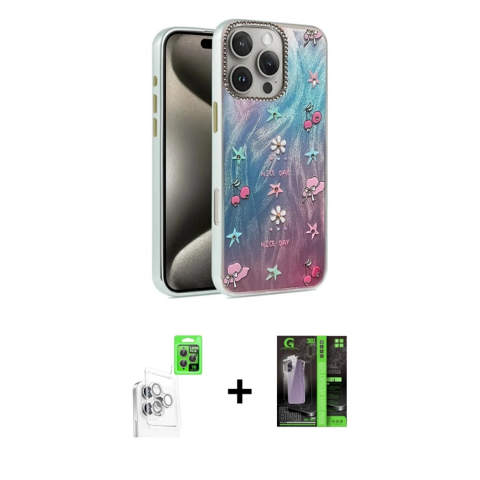MARSİLYAN™- iPhone 16 Pro Max Kılıf Zirve Modern Prime - Şeffaf 360 Full Body Arka Koruyucu + Raze Metal Kamera Lens - BZ