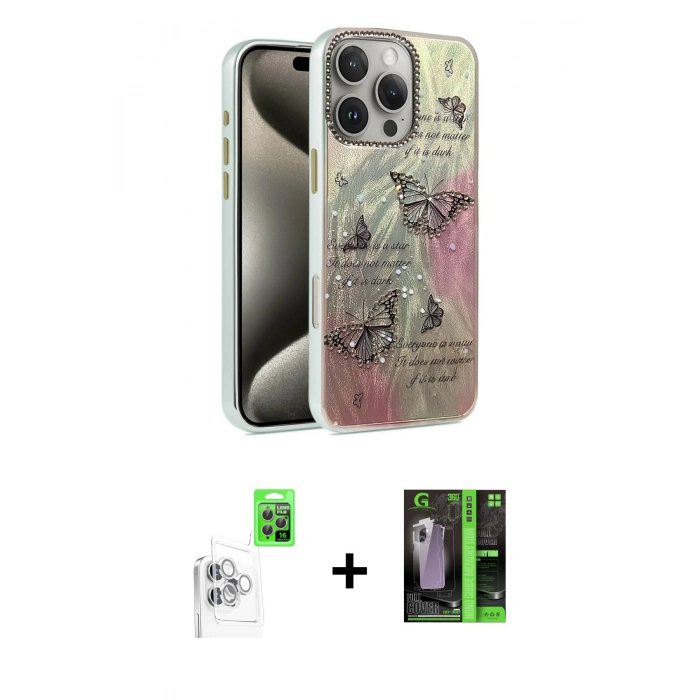 MARSİLYAN™- iPhone 16 Pro Max Kılıf Zirve Modern Prime - Şeffaf 360 Full Body Arka Koruyucu + Raze Metal Kamera Lens - BZ