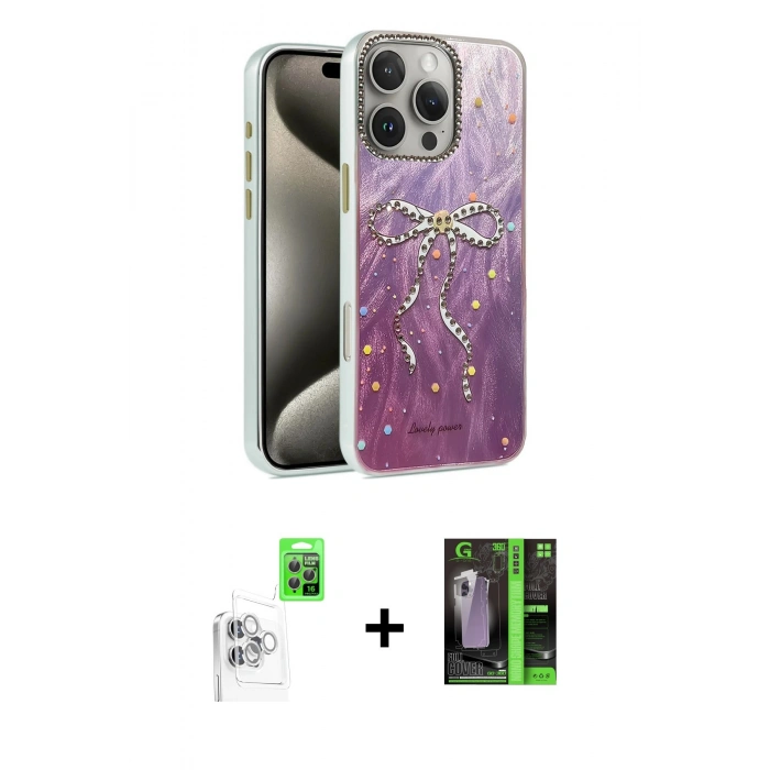 MARSİLYAN™- iPhone 16 Pro Max Kılıf Zirve Modern Prime - Şeffaf 360 Full Body Arka Koruyucu + Raze Metal Kamera Lens - BZ