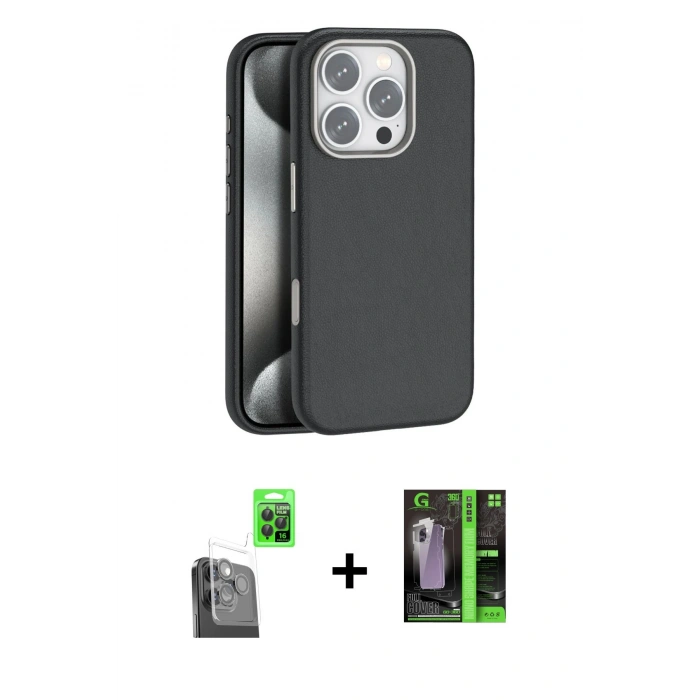 MARSİLYAN™- iPhone 16 Pro Max Kılıf Zirve Modern Prime - Şeffaf 360 Full Body Arka Koruyucu + Raze Metal Kamera Lens - SH