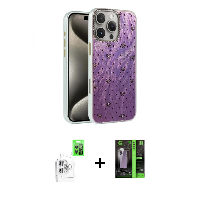 MARSİLYAN™- iPhone 16 Pro Max Kılıf Zirve Modern Prime - Şeffaf 360 Full Body Arka Koruyucu + Raze Metal Kamera Lens - BZ