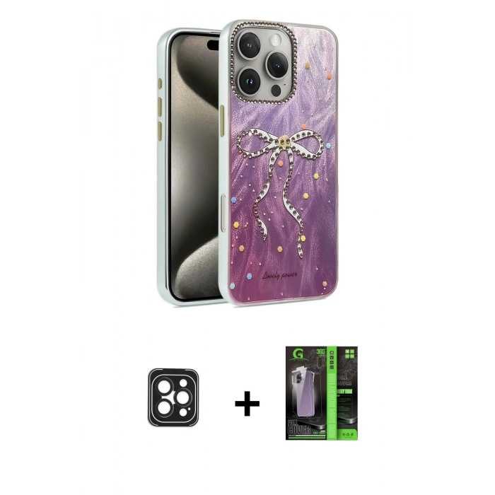 MARSİLYAN™- iPhone 16 Pro Max Kılıf Zirve Modern Prime - Şeffaf 360 Full Body Arka Koruyucu + Siyah PVD Metal Kamera Lens