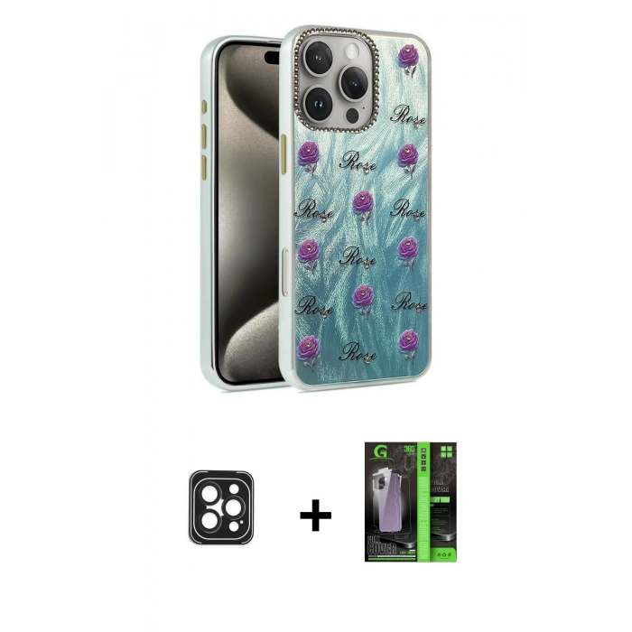 MARSİLYAN™- iPhone 16 Pro Max Kılıf Zirve Modern Prime - Şeffaf 360 Full Body Arka Koruyucu + Siyah PVD Metal Kamera Lens