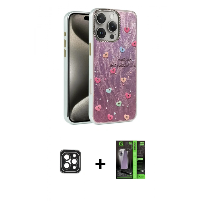 MARSİLYAN™- iPhone 16 Pro Max Kılıf Zirve Modern Prime - Şeffaf 360 Full Body Arka Koruyucu + Siyah PVD Metal Kamera Lens
