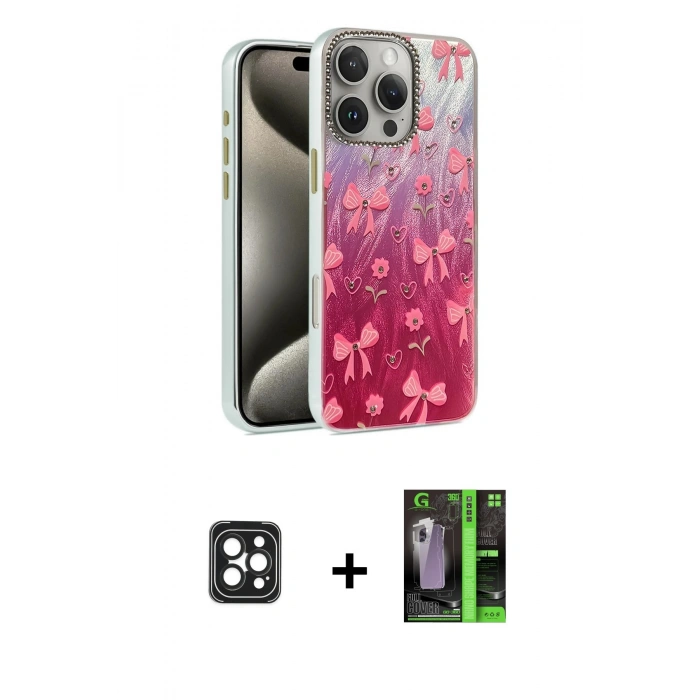MARSİLYAN™- iPhone 16 Pro Max Kılıf Zirve Modern Prime - Şeffaf 360 Full Body Arka Koruyucu + Siyah PVD Metal Kamera Lens