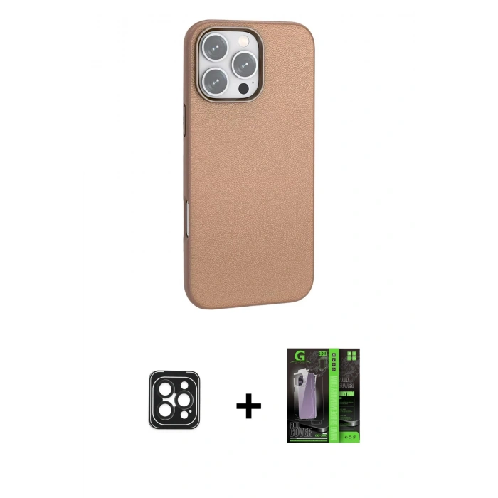 MARSİLYAN™- iPhone 16 Pro Max Kılıf Zirve Modern Prime - Şeffaf 360 Full Body Arka Koruyucu + PVD Metal Kamera Lens - SH
