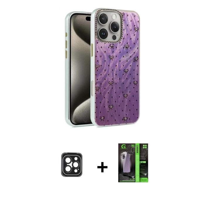 MARSİLYAN™- iPhone 16 Pro Max Kılıf Zirve Modern Prime - Şeffaf 360 Full Body Arka Koruyucu + Siyah PVD Metal Kamera Lens