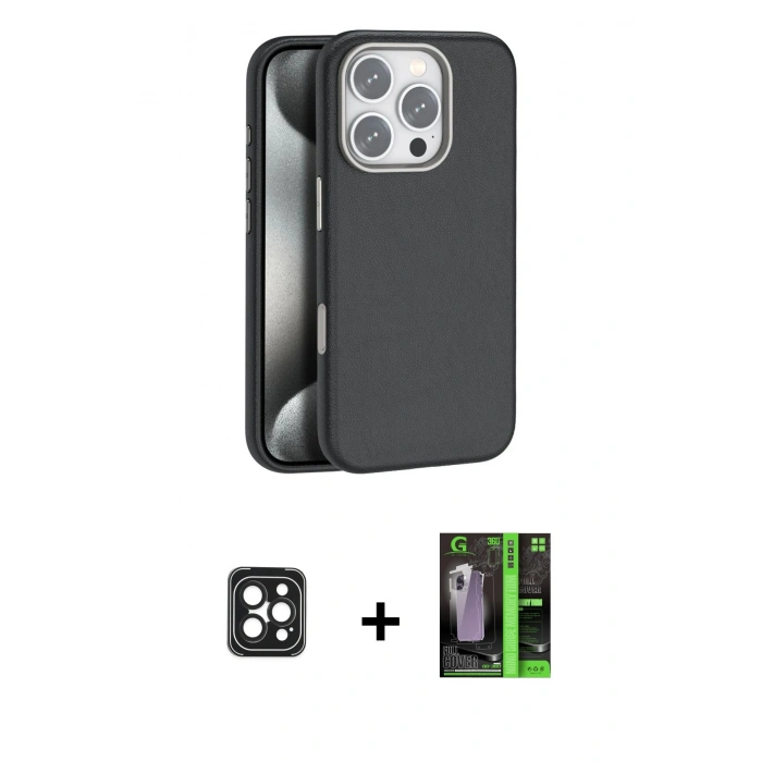 MARSİLYAN™- iPhone 16 Pro Max Kılıf Zirve Modern Prime - Şeffaf 360 Full Body Arka Koruyucu + PVD Metal Kamera Lens - SH