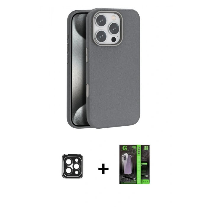 MARSİLYAN™- iPhone 16 Pro Max Kılıf Zirve Modern Prime - Şeffaf 360 Full Body Arka Koruyucu + PVD Metal Kamera Lens - SH