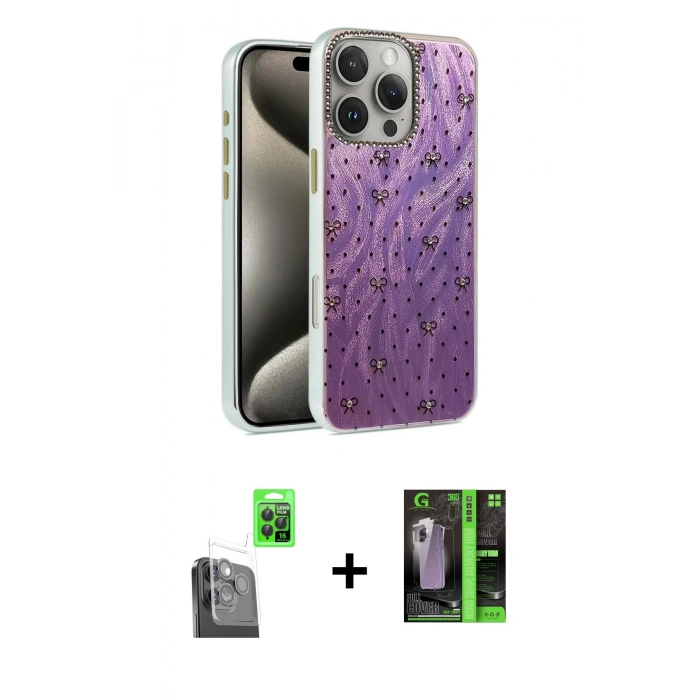 MARSİLYAN™- iPhone 16 Pro Max Kılıf Zirve Modern Prime - Şeffaf 360 Full Body Arka Koruyucu + Raze Metal Kamera Lens - SH