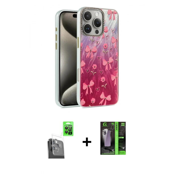 MARSİLYAN™- iPhone 16 Pro Max Kılıf Zirve Modern Prime - Şeffaf 360 Full Body Arka Koruyucu + Raze Metal Kamera Lens - SH