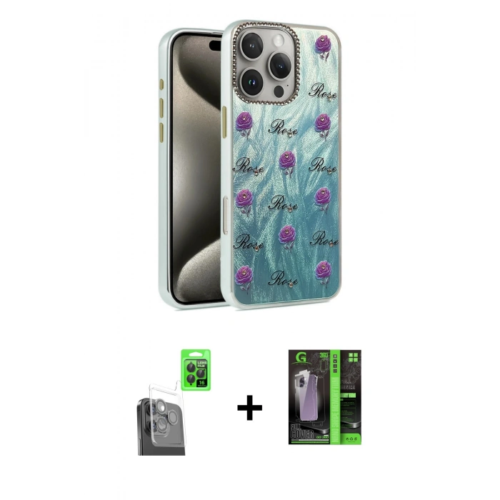 MARSİLYAN™- iPhone 16 Pro Max Kılıf Zirve Modern Prime - Şeffaf 360 Full Body Arka Koruyucu + Raze Metal Kamera Lens - SH