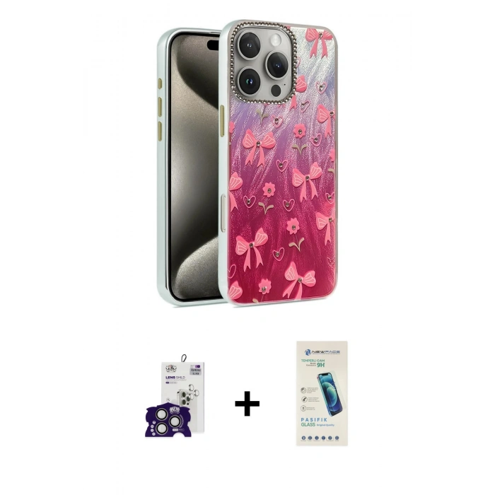 MARSİLYAN™- iPhone 16 Pro Max Kılıf Zirve Modern Prime - Şeffaf Pasifik Cam Ekran Koruyucu + Bilvis Titan Kamera Lens - TMGI