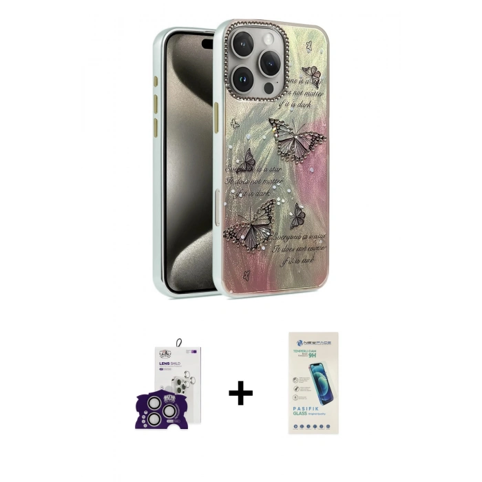 MARSİLYAN™- iPhone 16 Pro Max Kılıf Zirve Modern Prime - Şeffaf Pasifik Cam Ekran Koruyucu + Bilvis Titan Kamera Lens - GS