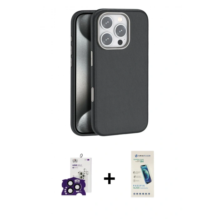 MARSİLYAN™- iPhone 16 Pro Max Kılıf Zirve Modern Prime - Şeffaf Pasifik Cam Ekran Koruyucu + Bilvis Titan Kamera Lens - SH