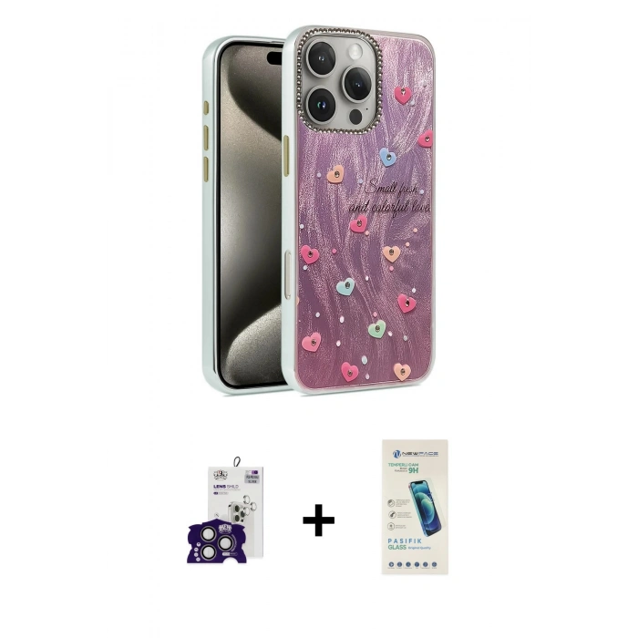 MARSİLYAN™- iPhone 16 Pro Max Kılıf Zirve Modern Prime - Şeffaf Pasifik Cam Ekran Koruyucu + Bilvis Titan Kamera Lens - TMGI
