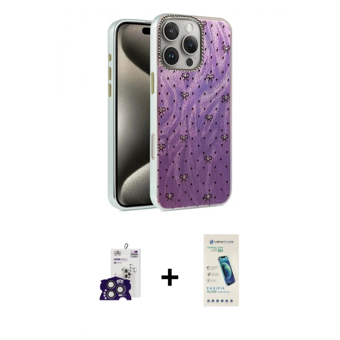MARSİLYAN™- iPhone 16 Pro Max Kılıf Zirve Modern Prime - Şeffaf Pasifik Cam Ekran Koruyucu + Bilvis Titan Kamera Lens - TMGI
