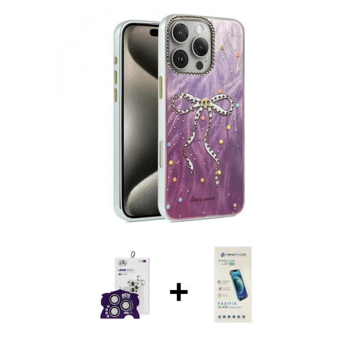MARSİLYAN™- iPhone 16 Pro Max Kılıf Zirve Modern Prime - Şeffaf Pasifik Cam Ekran Koruyucu + Bilvis Titan Kamera Lens - GS